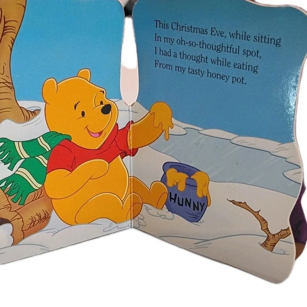Vintage Disney Winnie the Pooh Christmas Friendly Tales Santa Plush & Book 90s‎